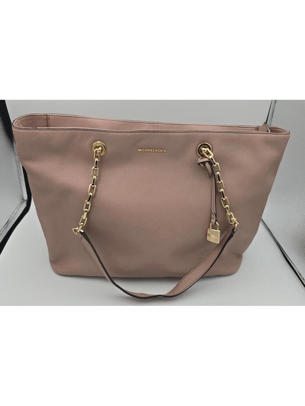 Michael Kors Mercer Large Tote Pink Pebbled Leather Gold Chain Shoulder Bag - Picture 2 of 7